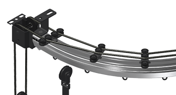 TT1 curtain hoist system with manual wire rope drive