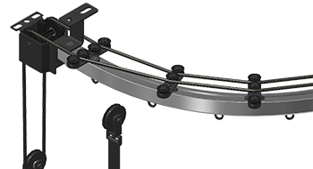 TT2 curtain hoist system with manual wire rope drive