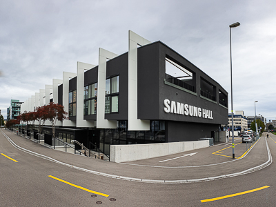 Rails, acoustic curtains and blackout curtains for Samsung Hall, Zurich