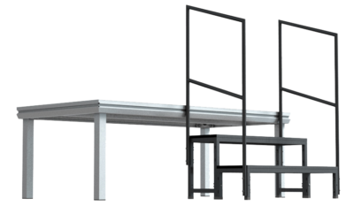 Bühnensystem T-REX Anstelltreppe Bühnenstiege 2-stufig mit Bühnenpodest