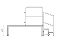 Bühnensystem T-REX Zeichnung Bühnenpodest mit Anstelltreppe V9