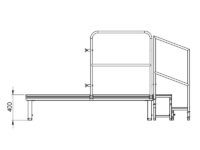 Bühnensystem T-REX Zeichnung Bühnenpodest mit Anstelltreppe V7