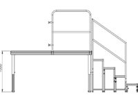 Bühnensystem T-REX Zeichnung Bühnenpodest mit Anstelltreppe V5