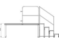 Bühnensystem T-REX Zeichnung Bühnenpodest mit Anstelltreppe V6