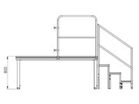 Bühnensystem T-REX Zeichnung Bühnenpodest mit Anstelltreppe V3