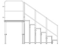 Bühnensystem T-REX Zeichnung Bühnenpodest mit Anstelltreppe V4