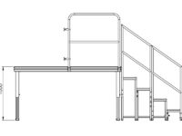 Bühnensystem T-REX Zeichnung Bühnenpodest mit Anstelltreppe
