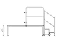 Bühnensystem T-REX Zeichnung Bühnenpodest mit Anstelltreppe V2