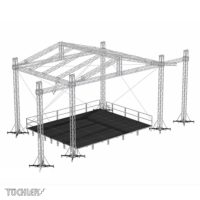 Bühnensystem T-REX roofs TXGR mit TX Podesten und Geländern